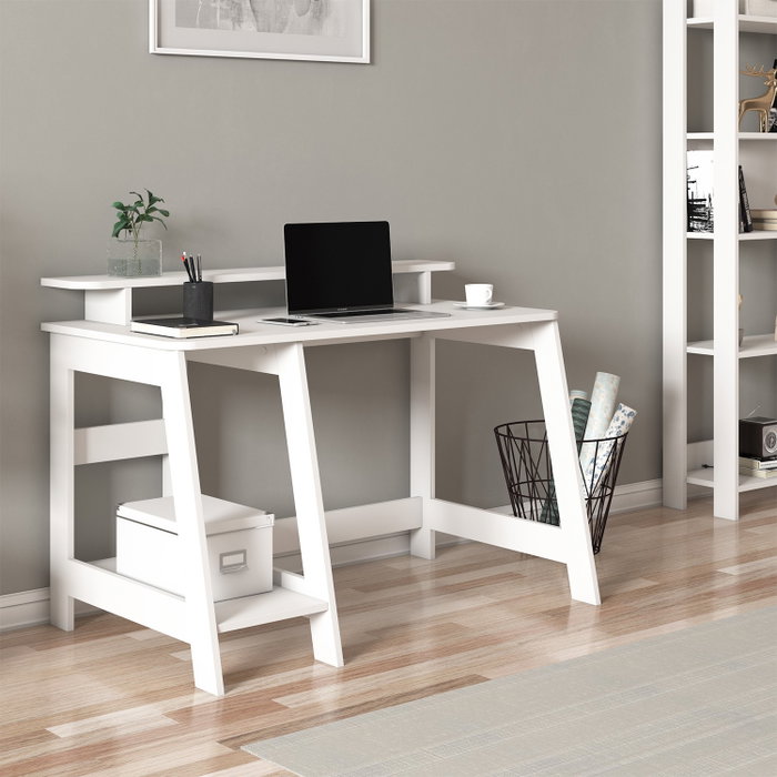 Hanah Home Escritorio de Estudio Blanco con Estantes Hanah Home Escritorio de Estudio Blanco con Estantes